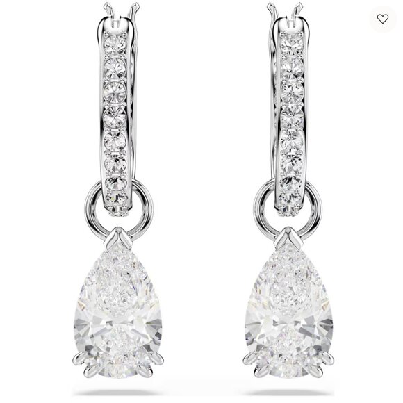 Swarovski Stilla drop earrings Pear cut, Round cut, White, Rhodium plated - Picture 2 of 5